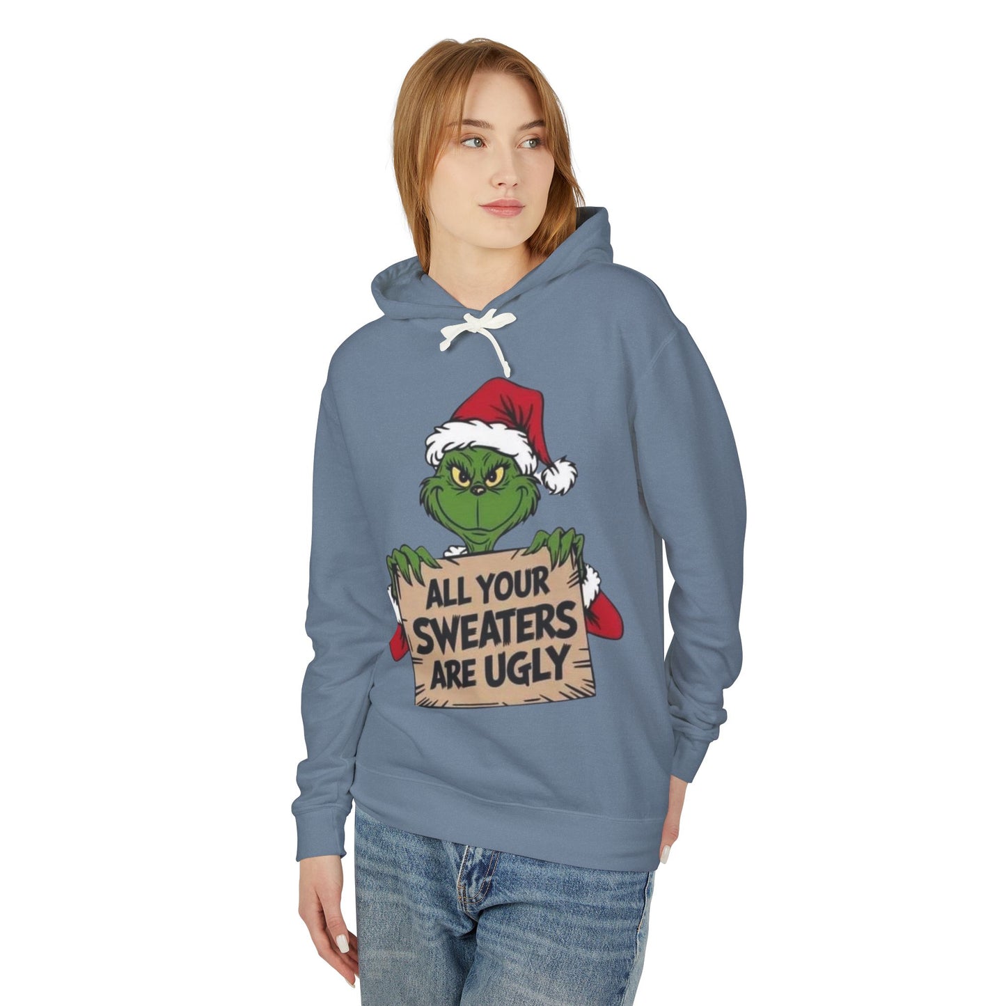 Grinch-Inspired Holiday Hoodie, Cozy Grinch Sweatshirt, Christmas Gift, Ugly Sweater Party Apparel, Unisex Lightweight Hoodie