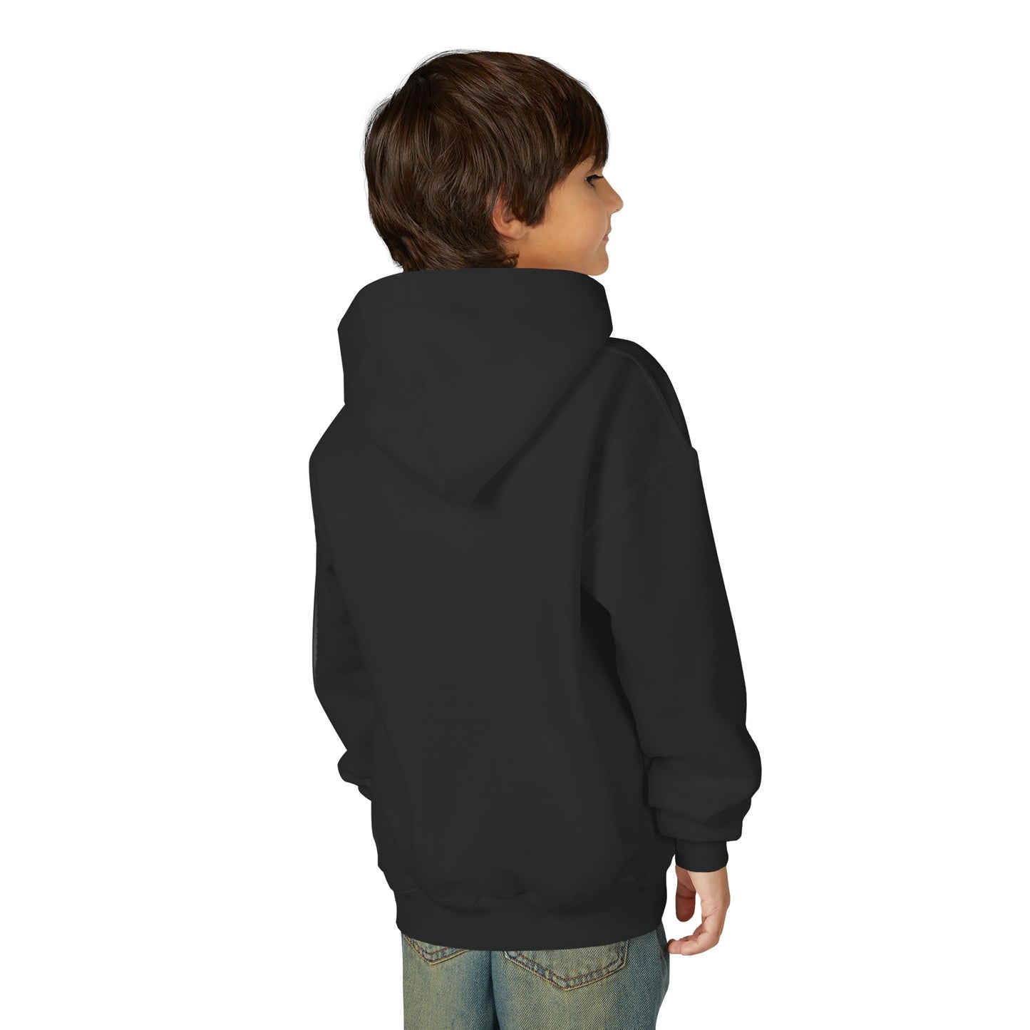 Youth Hooded Sweatshirt with Heart Design, Cozy Pullover, Trendy Sweatshirt, Gift for Teens, Casual Wear, Fashion Hoodie