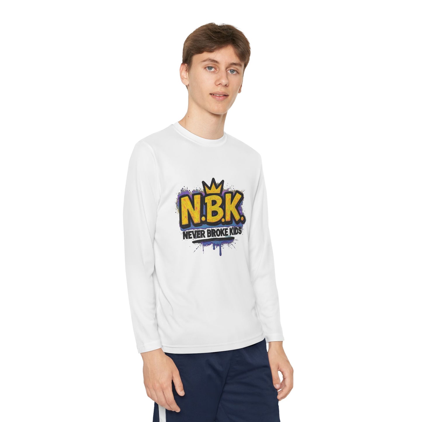 Youth Long Sleeve Tee - NBK Never Broke Kids, Cool Graphic Top for Kids, Growing Up, Birthday Gift, Casual Wear, Trendy Fashion