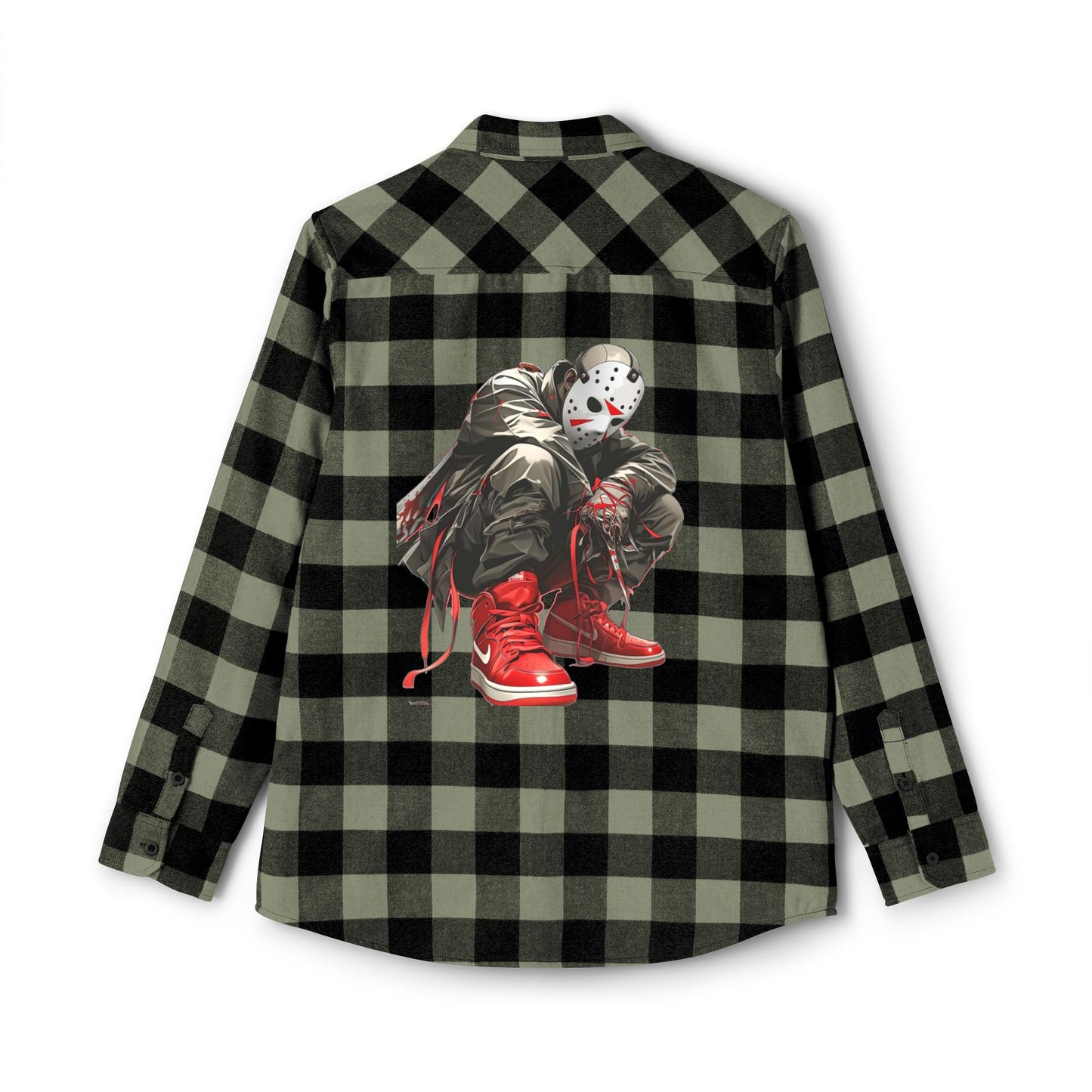 Edgy Graphic Flannel Shirt - Unisex, Perfect for Halloween, Casual Outings, Outdoor Adventures, Gifts for Fans, Trendy Style
