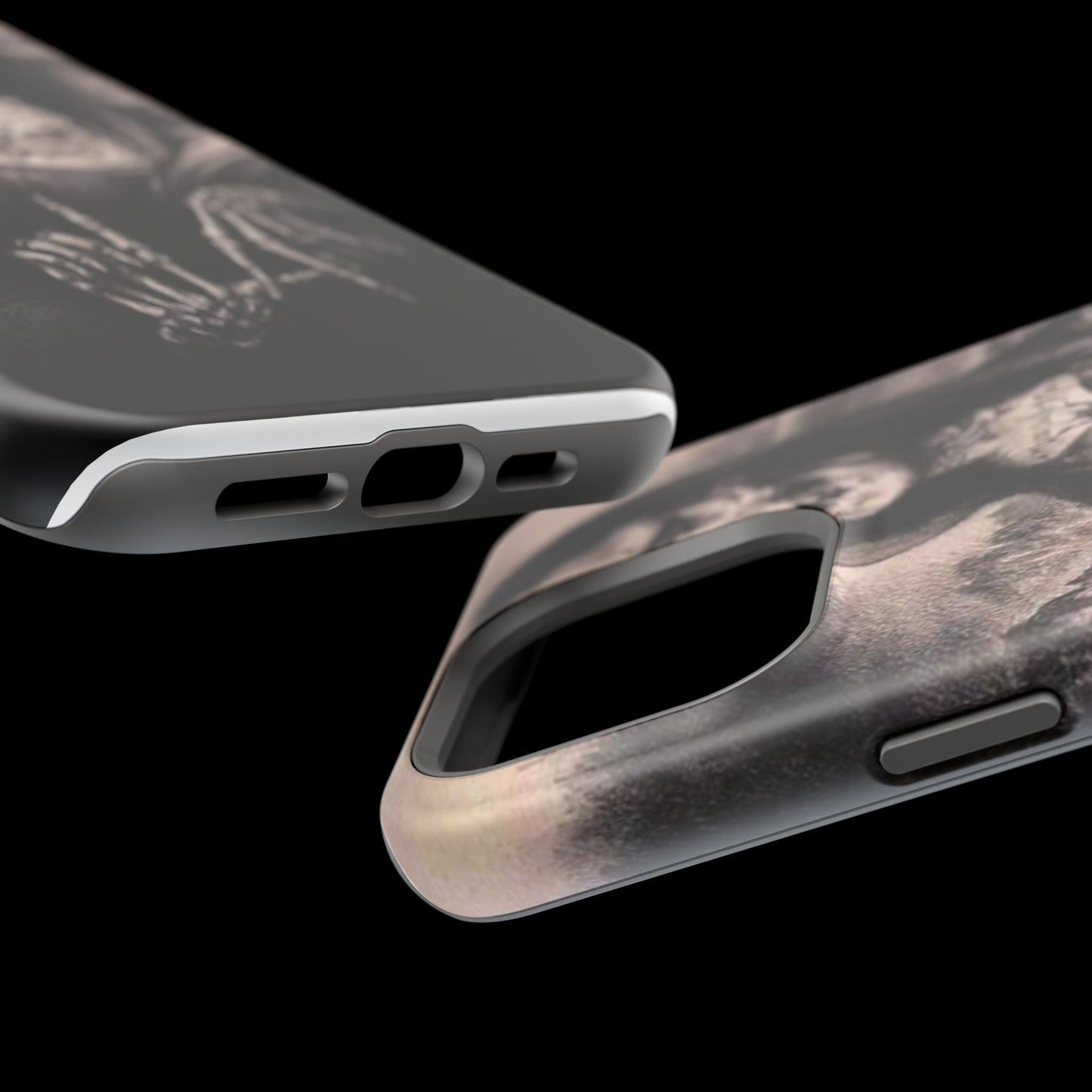 Gothic Art Phone Case, Skeleton Design, Impact-Resistant Cover, Unique Gift, Halloween Accessory, Edgy Tech Gear