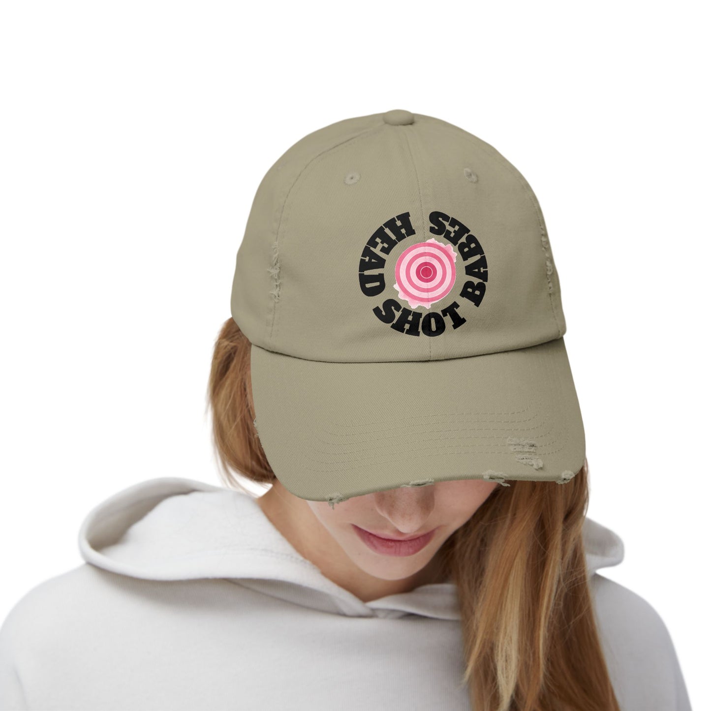 Unisex Distressed Cap with Fun Pink Design, Trendy Baseball Hat for Casual Wear, Ideal for Festivals, Birthdays, Gifts, Street Style