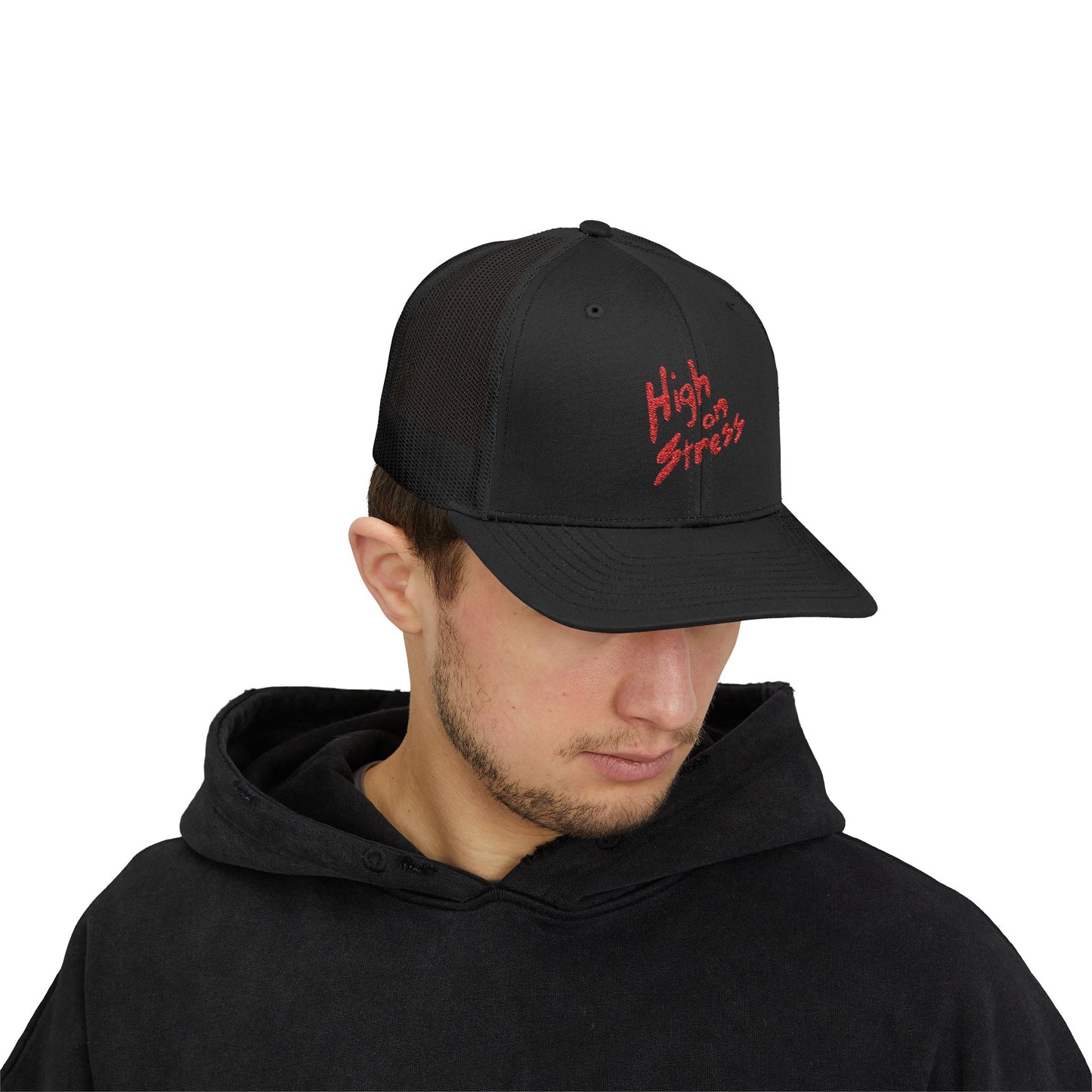 High on Stress Snapback Trucker Cap, Funny Cap for Stress Relief, Quirky Gift for Gamers, Casual Streetwear, Summer Essentials