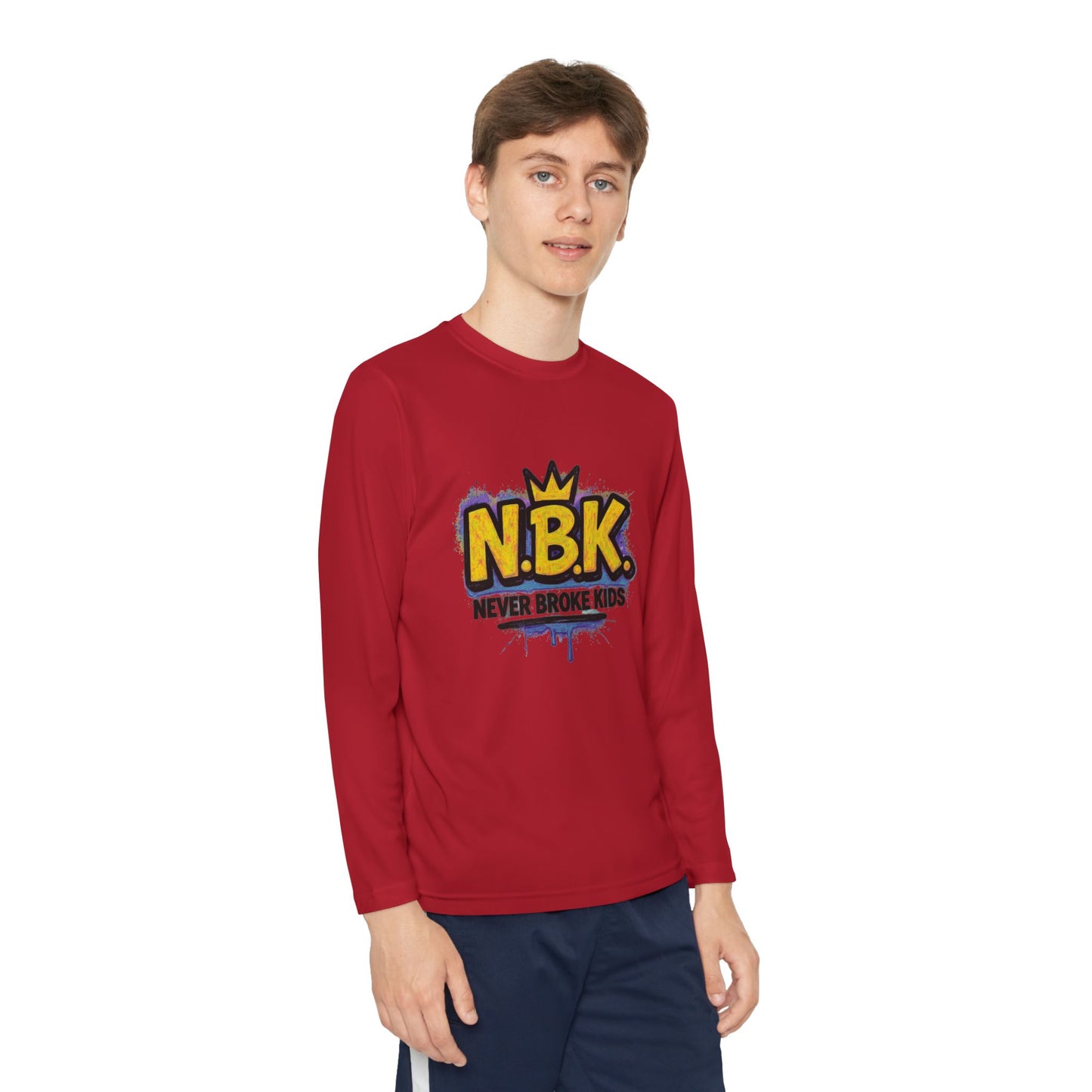 Youth Long Sleeve Tee - NBK Never Broke Kids, Cool Graphic Top for Kids, Growing Up, Birthday Gift, Casual Wear, Trendy Fashion