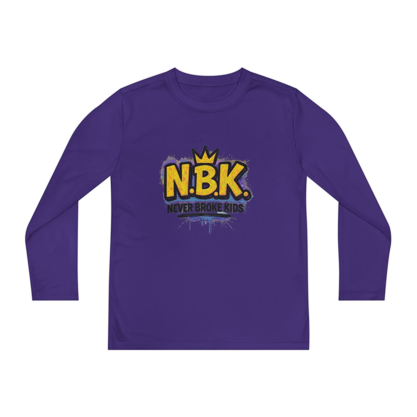 Youth Long Sleeve Tee - NBK Never Broke Kids, Cool Graphic Top for Kids, Growing Up, Birthday Gift, Casual Wear, Trendy Fashion