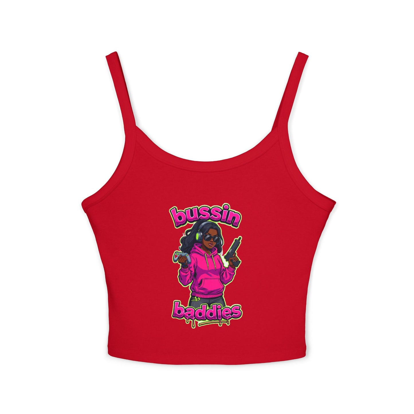 Bussin' Baddies Tank Top - Women's Spaghetti Strap, Trendy Summer Wear, Casual Outfit, Colorful Graphic Tee, Festival Fashion