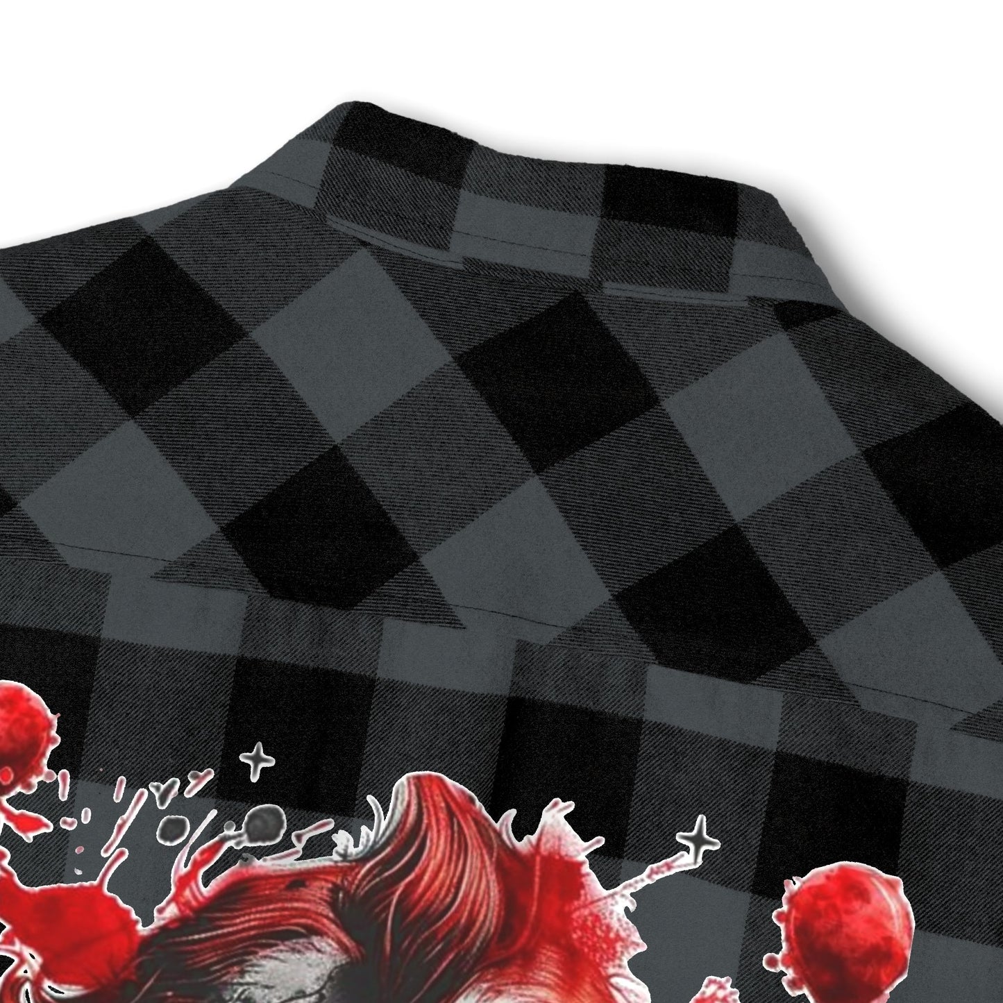 Unisex Flannel Shirt with Creepy Clown Design, Perfect for Fall Outfits, Halloween Parties, Casual Wear, Horror Fans, Cozy Style