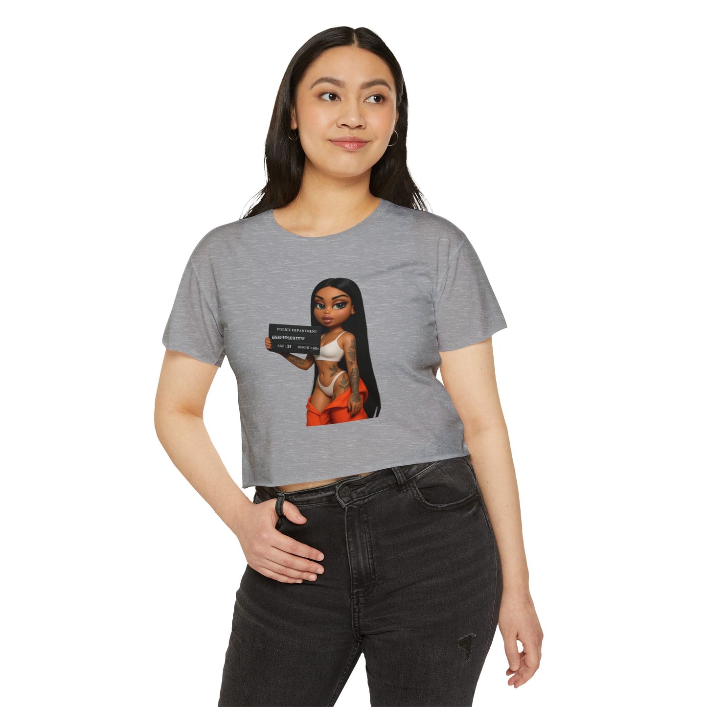 Women’s Festival Crop Top with Playful Graphic | Bohemian Style, Summer Essential, Music Festival Outfit, Casual Wear, Trendy Tee