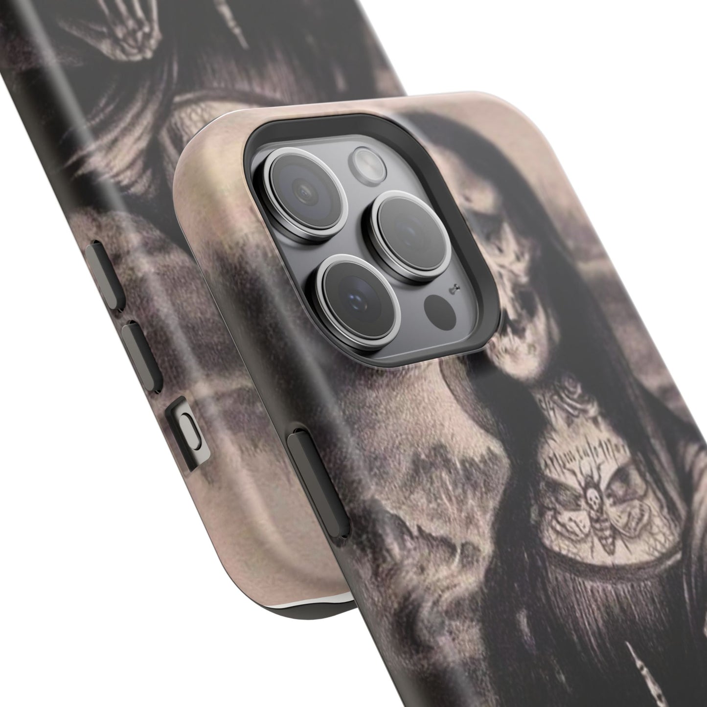 Gothic Art Phone Case, Skeleton Design, Impact-Resistant Cover, Unique Gift, Halloween Accessory, Edgy Tech Gear