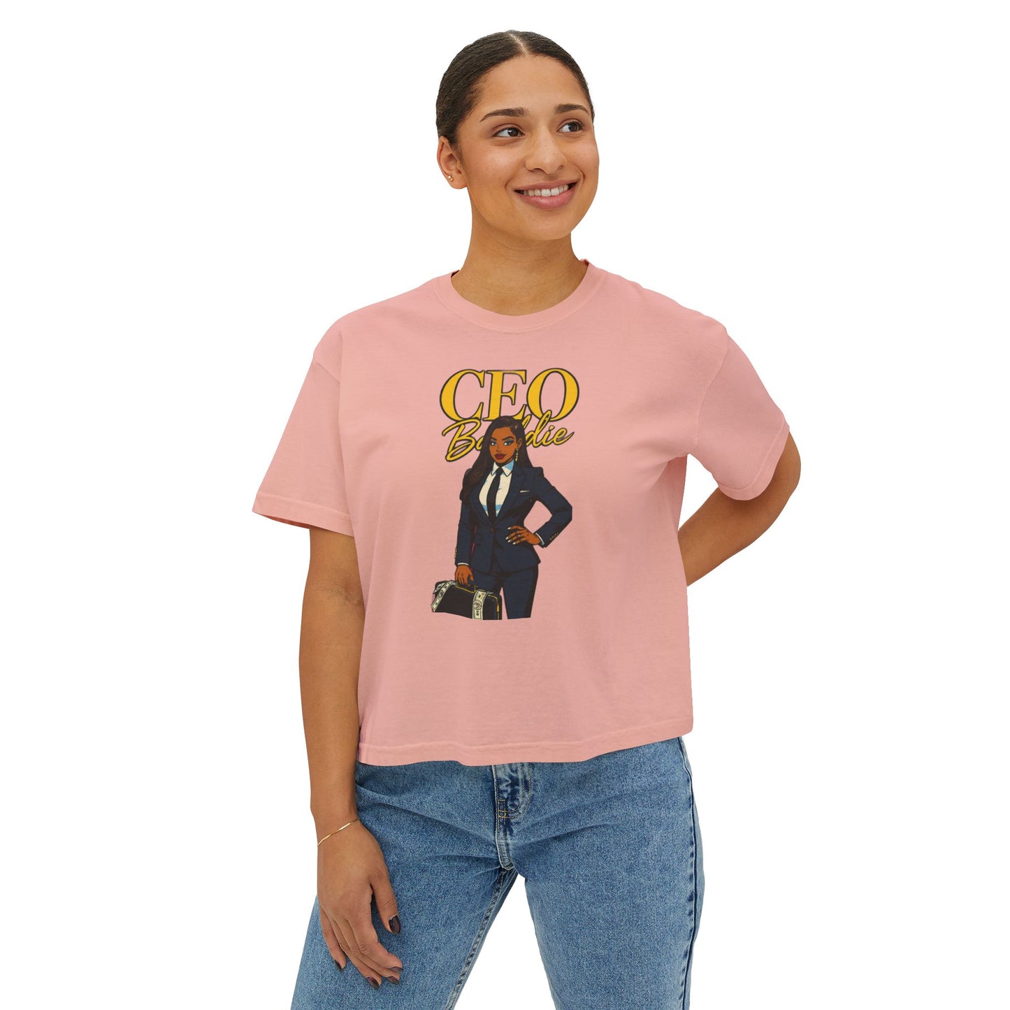 Empowered CEO Women's Boxy Tee, Casual Outfit, Gift for Graduates, Entrepreneur Shirt, Business Apparel, Motivational Top