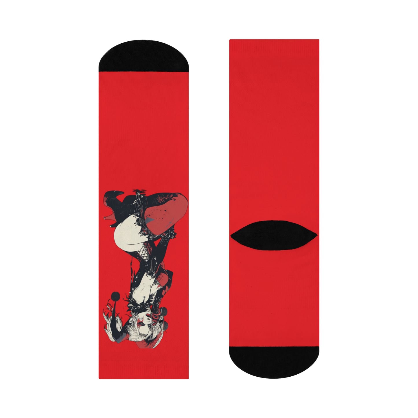 Harley Quinn Cushioned Crew Socks | Stylish Comic-Inspired Footwear, Perfect for Cosplay, Gifts, Everyday Wear, and Fan Apparel
