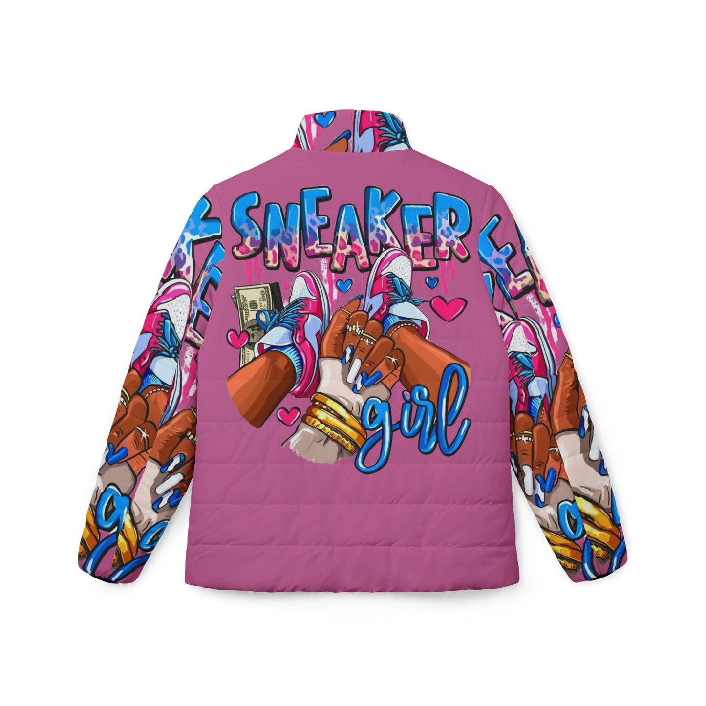 Stylish Women's Puffer Jacket for Sneaker Lovers, Cozy Fashion, Gift for Sneakerheads, Trendy Outerwear, Perfect for Fall & Winter