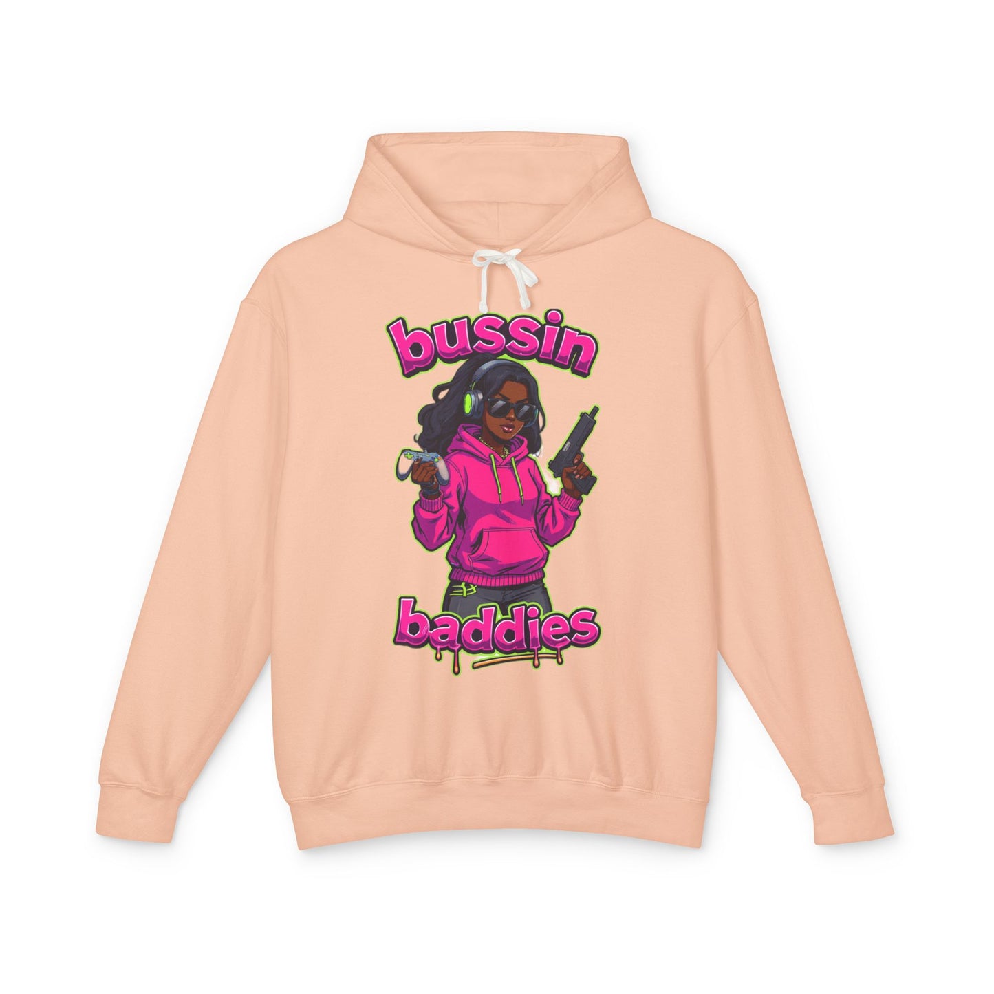 Bussin Baddies Unisex Lightweight Hoodie, Trendy Streetwear, Casual Fashion, Gift for Her, Unique Graphic Sweatshirt