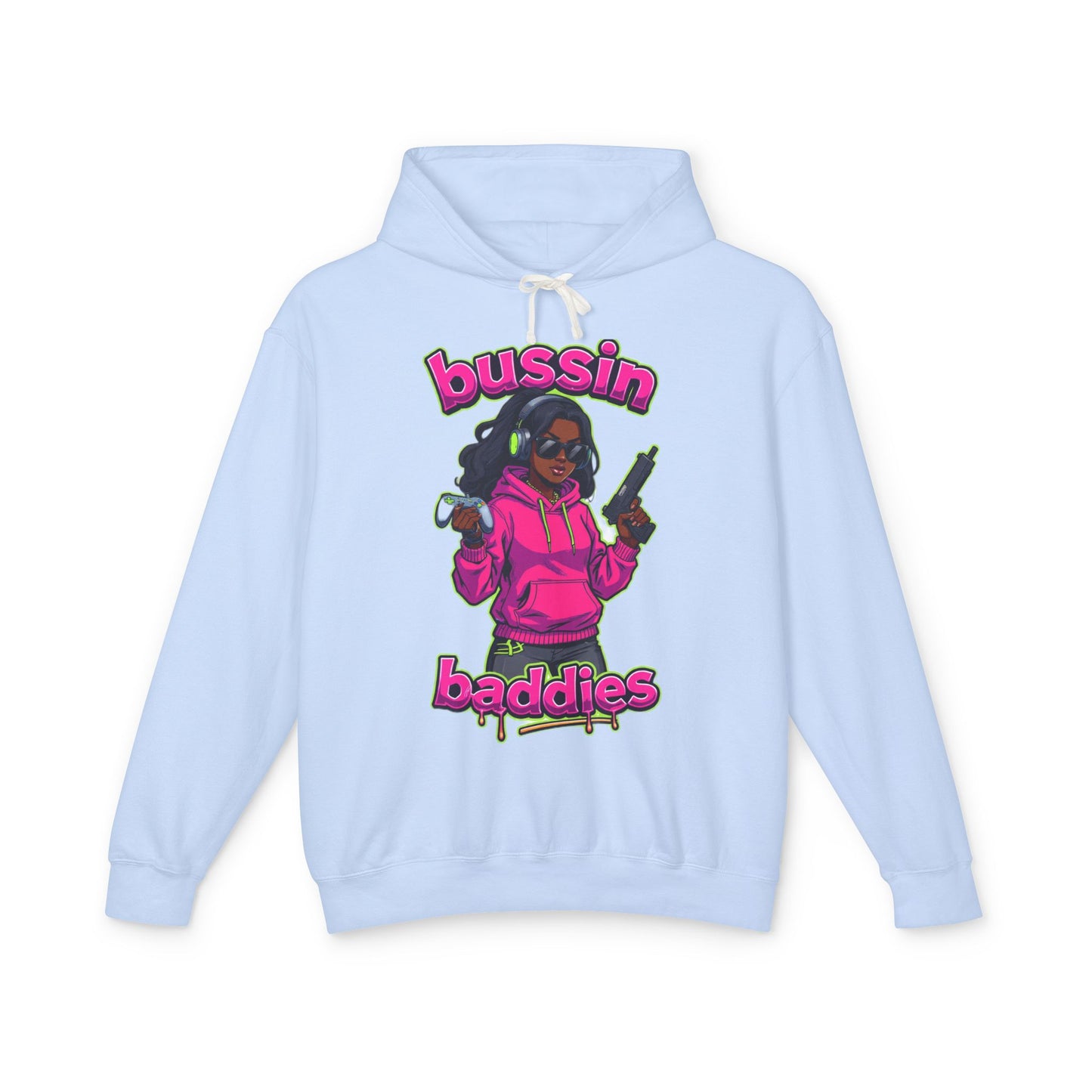 Bussin Baddies Unisex Lightweight Hoodie, Trendy Streetwear, Casual Fashion, Gift for Her, Unique Graphic Sweatshirt