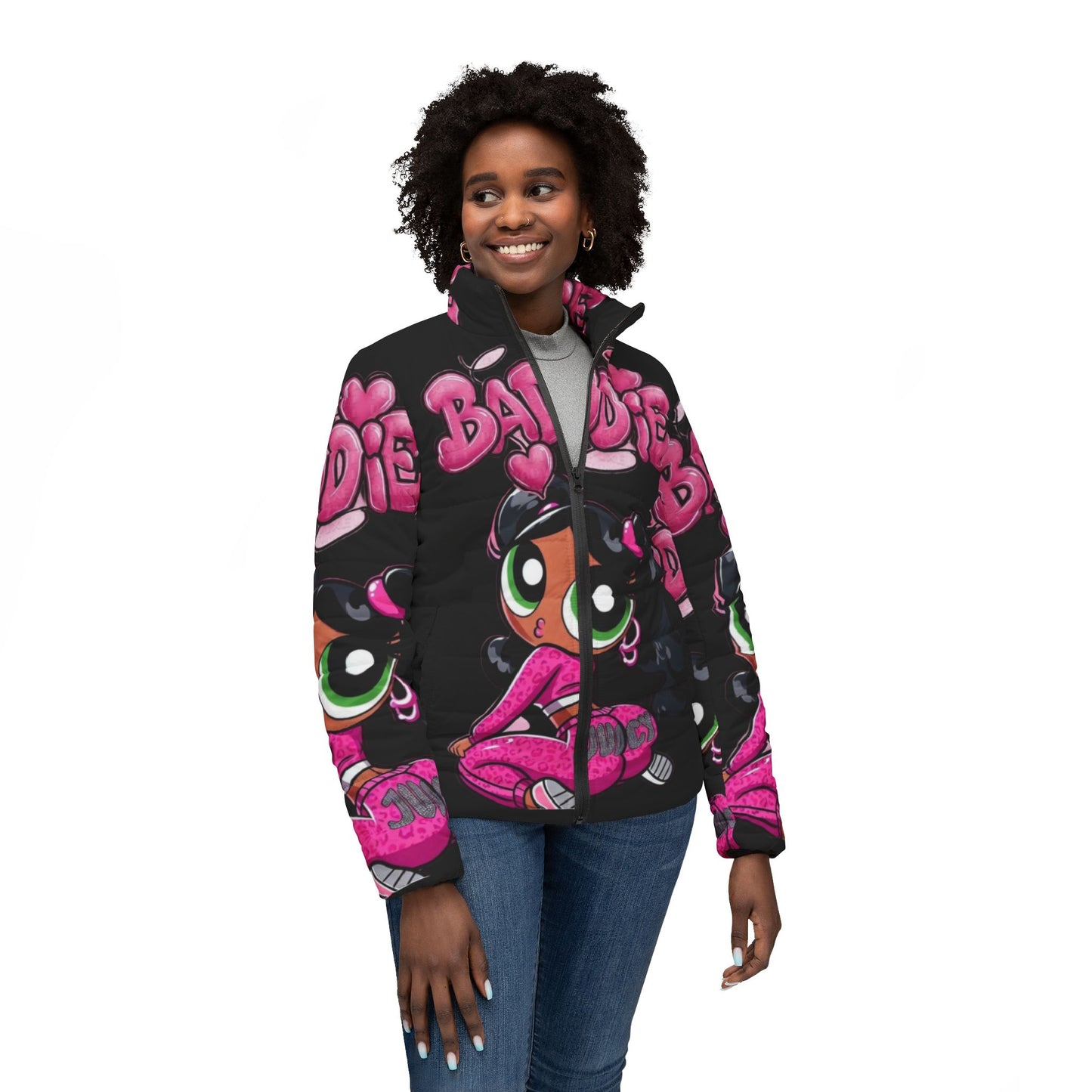 Baddie Women's Puffer Jacket, Cute Winter Coat, Trendy Outerwear, Streetwear Fashion, Stylish Jacket for Girls, Unique Gift Idea