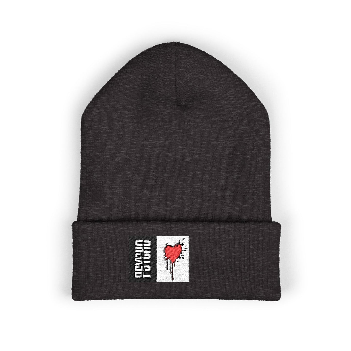 Embroidered Cuffed Beanie with Heart Design - Cozy Winter Accessory, Perfect Gift for Friends, Unisex Hat, Streetwear Fashion