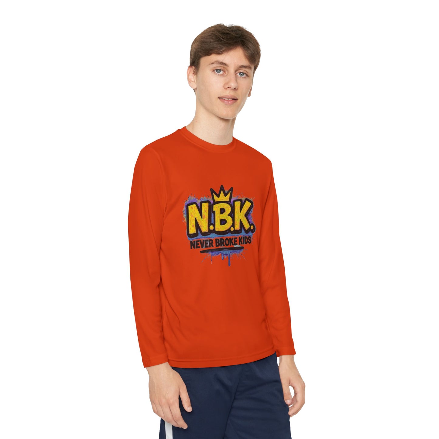 Youth Long Sleeve Tee - NBK Never Broke Kids, Cool Graphic Top for Kids, Growing Up, Birthday Gift, Casual Wear, Trendy Fashion