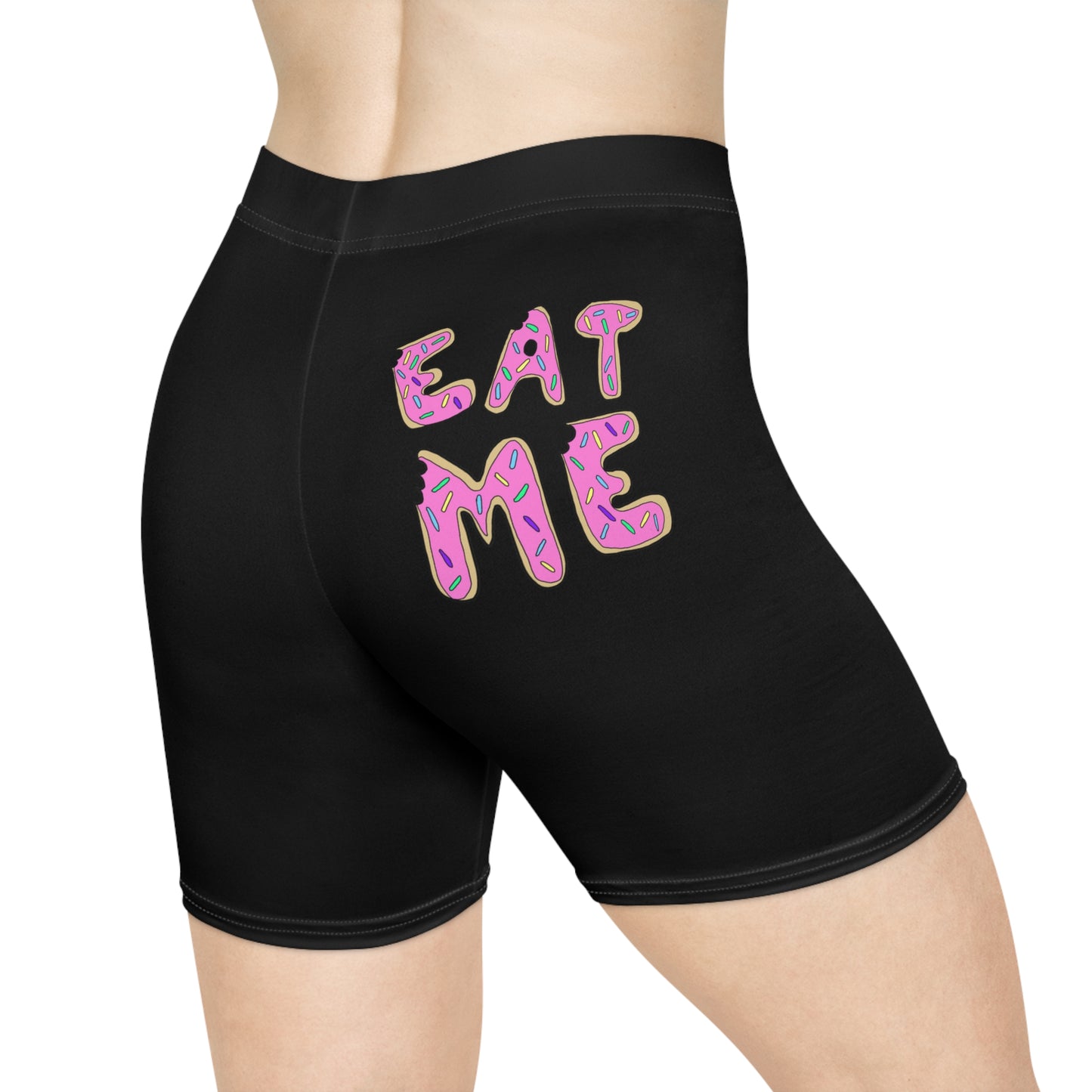 Women's Biker Shorts with Fun 'Eat Me' Design, Stylish Activewear for Summer, Yoga, and Casual Wear, Gifts for Fitness Enthusiasts, [...]