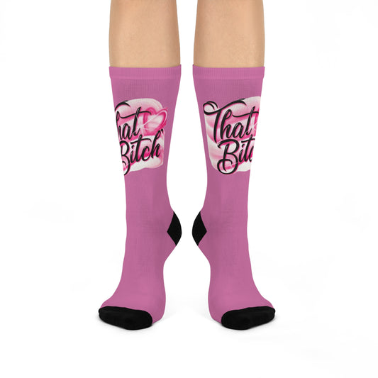 "THAT BITCH" Sassy Cushioned Crew Socks - Fun Gift for Her, Birthday, Friendship, Casual Wear, Stylish Sock Gift