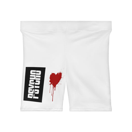 Psycho Heart Women's Biker Shorts, Workout Gear, Athletic Apparel, Casual Loungewear, Festival Outfit, Gift for Her