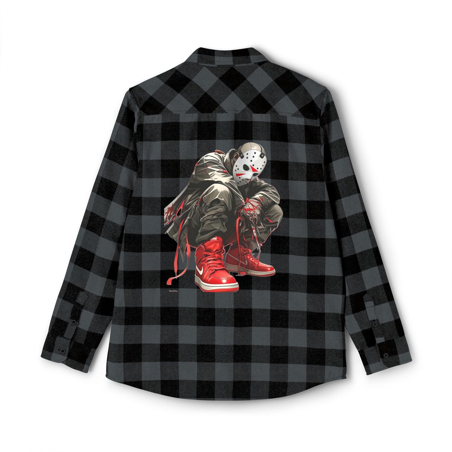 Edgy Graphic Flannel Shirt - Unisex, Perfect for Halloween, Casual Outings, Outdoor Adventures, Gifts for Fans, Trendy Style