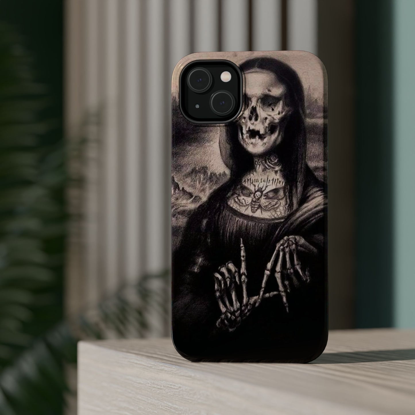 Gothic Art Phone Case, Skeleton Design, Impact-Resistant Cover, Unique Gift, Halloween Accessory, Edgy Tech Gear