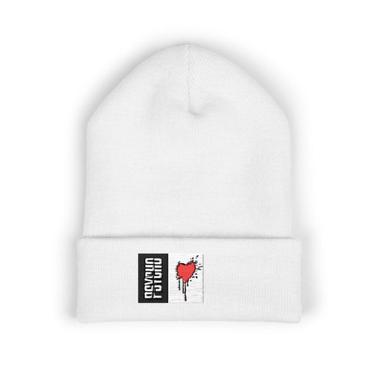Embroidered Cuffed Beanie with Heart Design - Cozy Winter Accessory, Perfect Gift for Friends, Unisex Hat, Streetwear Fashion