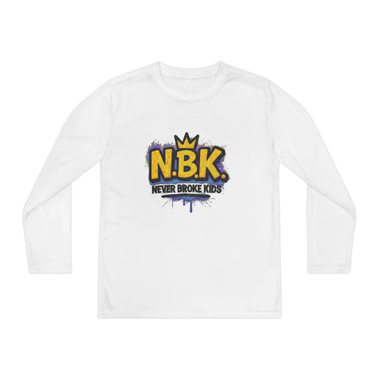 Youth Long Sleeve Tee - NBK Never Broke Kids, Cool Graphic Top for Kids, Growing Up, Birthday Gift, Casual Wear, Trendy Fashion