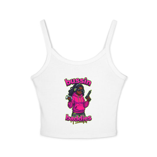 Bussin' Baddies Tank Top - Women's Spaghetti Strap, Trendy Summer Wear, Casual Outfit, Colorful Graphic Tee, Festival Fashion