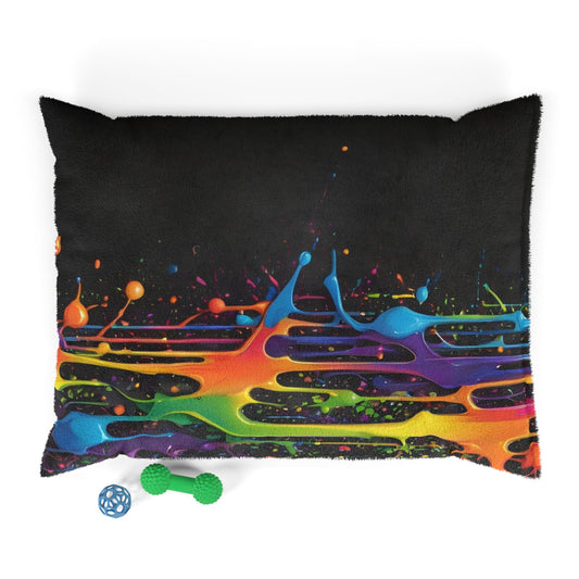 Vibrant Splash Pet Bed, Colorful Dog Bed, Cat Sleeping Pad, Cozy Pet Mat, Fun Pet Decor, Rainbow Splash Pet Cushion
