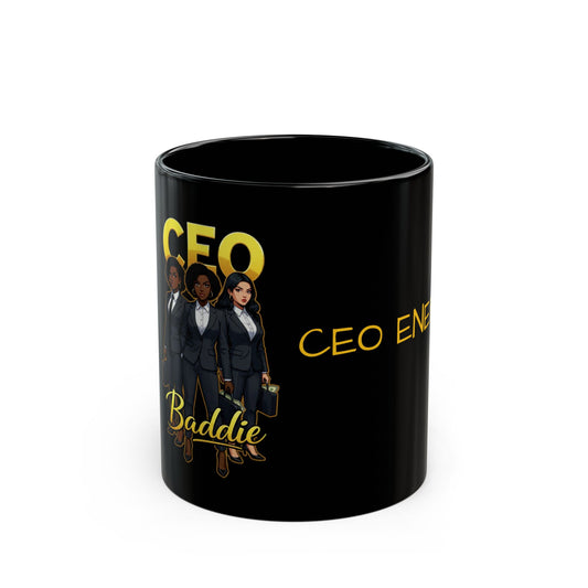 CEO Energy Mug, Empowering Black Mug for Entrepreneurs, Motivational Coffee Cup, Birthday Gift for Boss, Office Decor