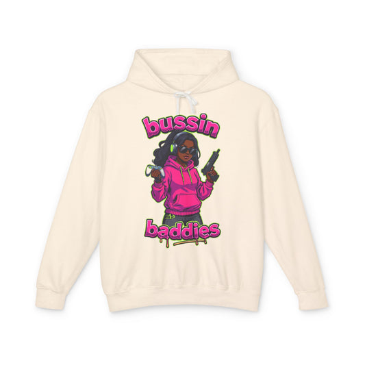 Bussin Baddies Unisex Lightweight Hoodie, Trendy Streetwear, Casual Fashion, Gift for Her, Unique Graphic Sweatshirt
