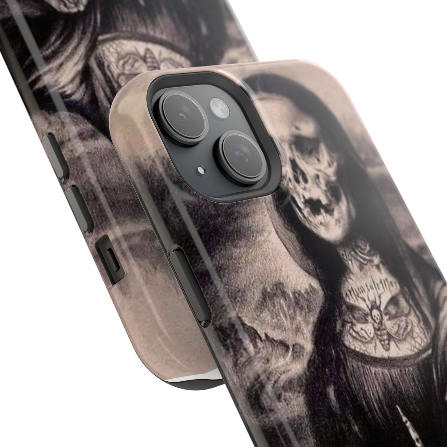 Gothic Art Phone Case, Skeleton Design, Impact-Resistant Cover, Unique Gift, Halloween Accessory, Edgy Tech Gear