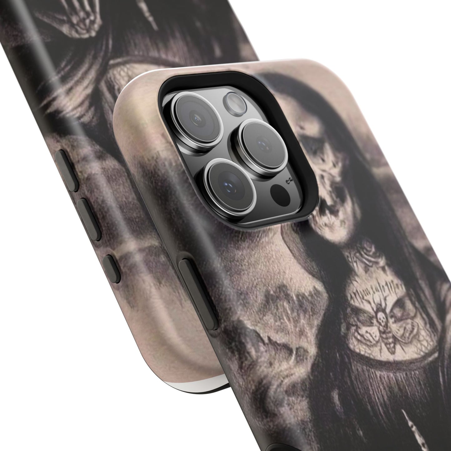 Gothic Art Phone Case, Skeleton Design, Impact-Resistant Cover, Unique Gift, Halloween Accessory, Edgy Tech Gear