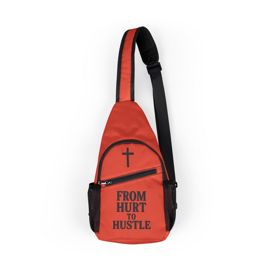 Stylish Sling Bag - "From Hurt to Hustle" Chest Bag, Daily Use, Gym, Travel, Motivational Gift, Fashionable Accessory