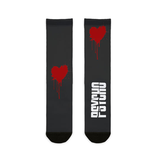 Psycho Heart Crew Socks - Edgy Fashion for Statement Wear, Unique Gift for Halloween, Alternative Style, Streetwear Accessory