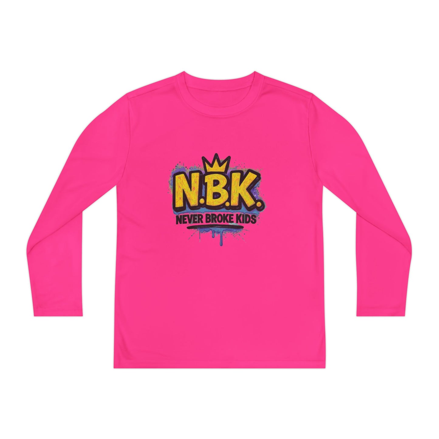 Youth Long Sleeve Tee - NBK Never Broke Kids, Cool Graphic Top for Kids, Growing Up, Birthday Gift, Casual Wear, Trendy Fashion