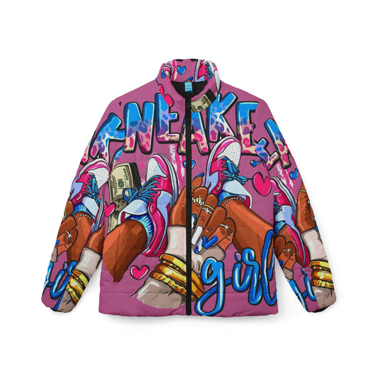 Stylish Women's Puffer Jacket for Sneaker Lovers, Cozy Fashion, Gift for Sneakerheads, Trendy Outerwear, Perfect for Fall & Winter