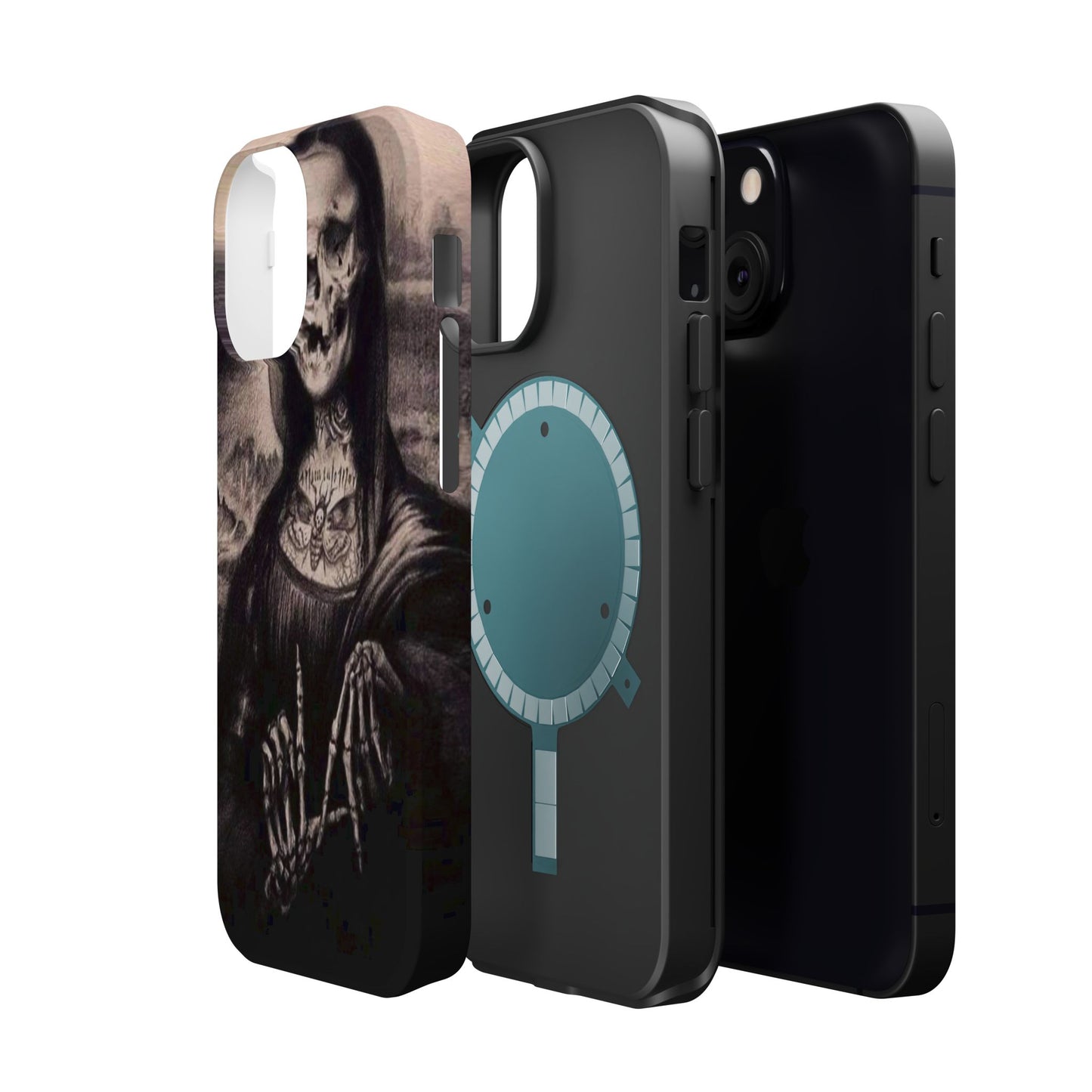 Gothic Art Phone Case, Skeleton Design, Impact-Resistant Cover, Unique Gift, Halloween Accessory, Edgy Tech Gear