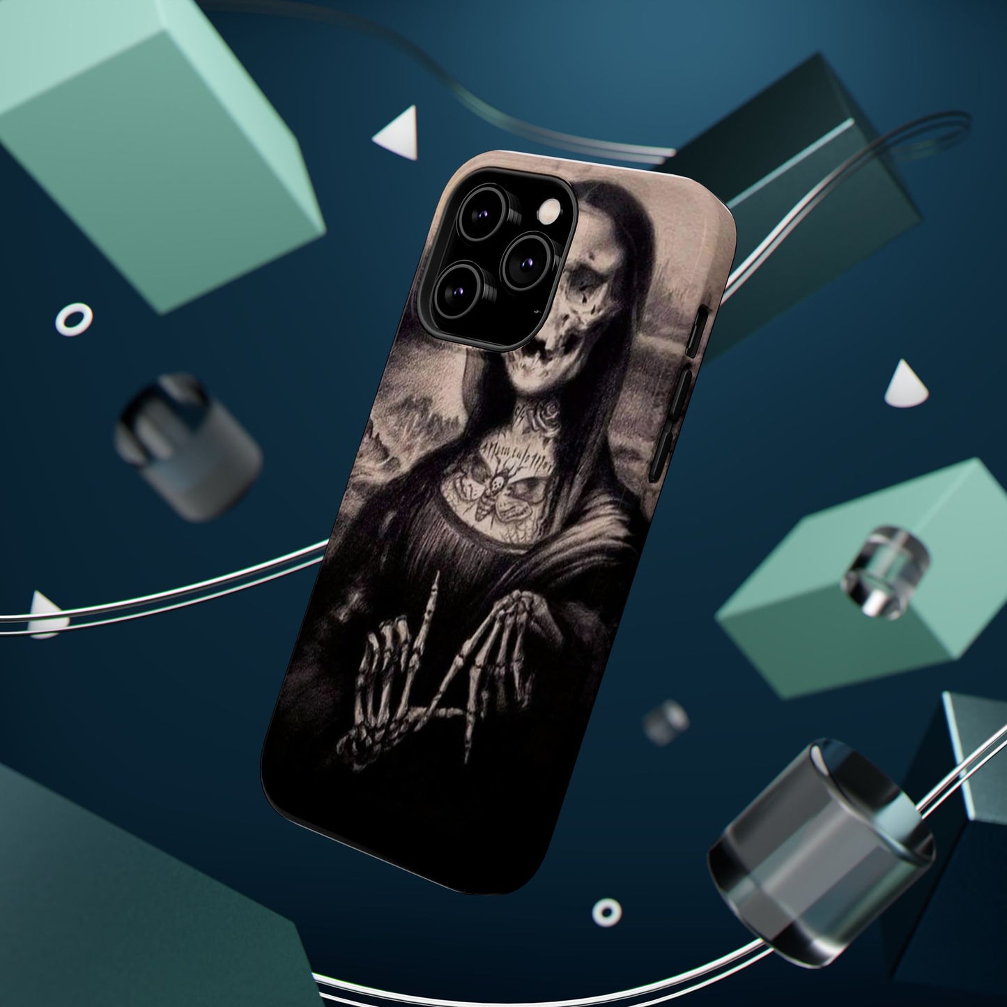Gothic Art Phone Case, Skeleton Design, Impact-Resistant Cover, Unique Gift, Halloween Accessory, Edgy Tech Gear