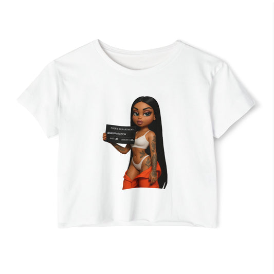 Women’s Festival Crop Top with Playful Graphic | Bohemian Style, Summer Essential, Music Festival Outfit, Casual Wear, Trendy Tee