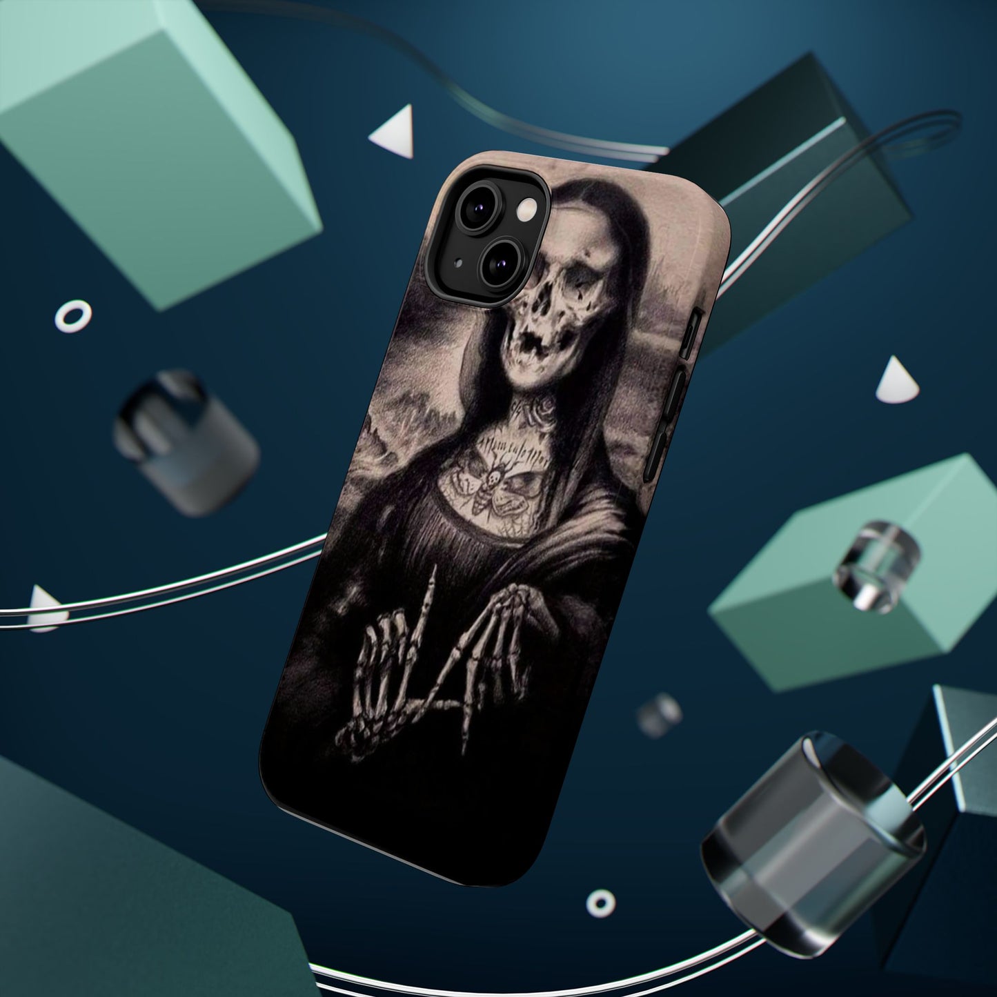 Gothic Art Phone Case, Skeleton Design, Impact-Resistant Cover, Unique Gift, Halloween Accessory, Edgy Tech Gear