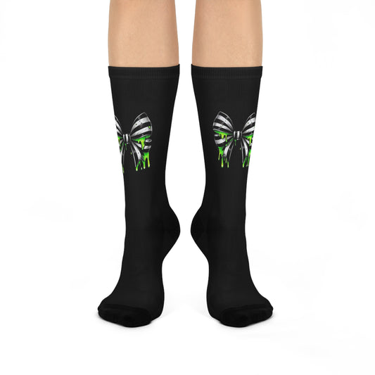 Spooky Bow Cushioned Crew Socks | Cute & Comfy Halloween Footwear, Perfect for Trick-or-Treat, Gifts, Cozy Nights, Casual Wear