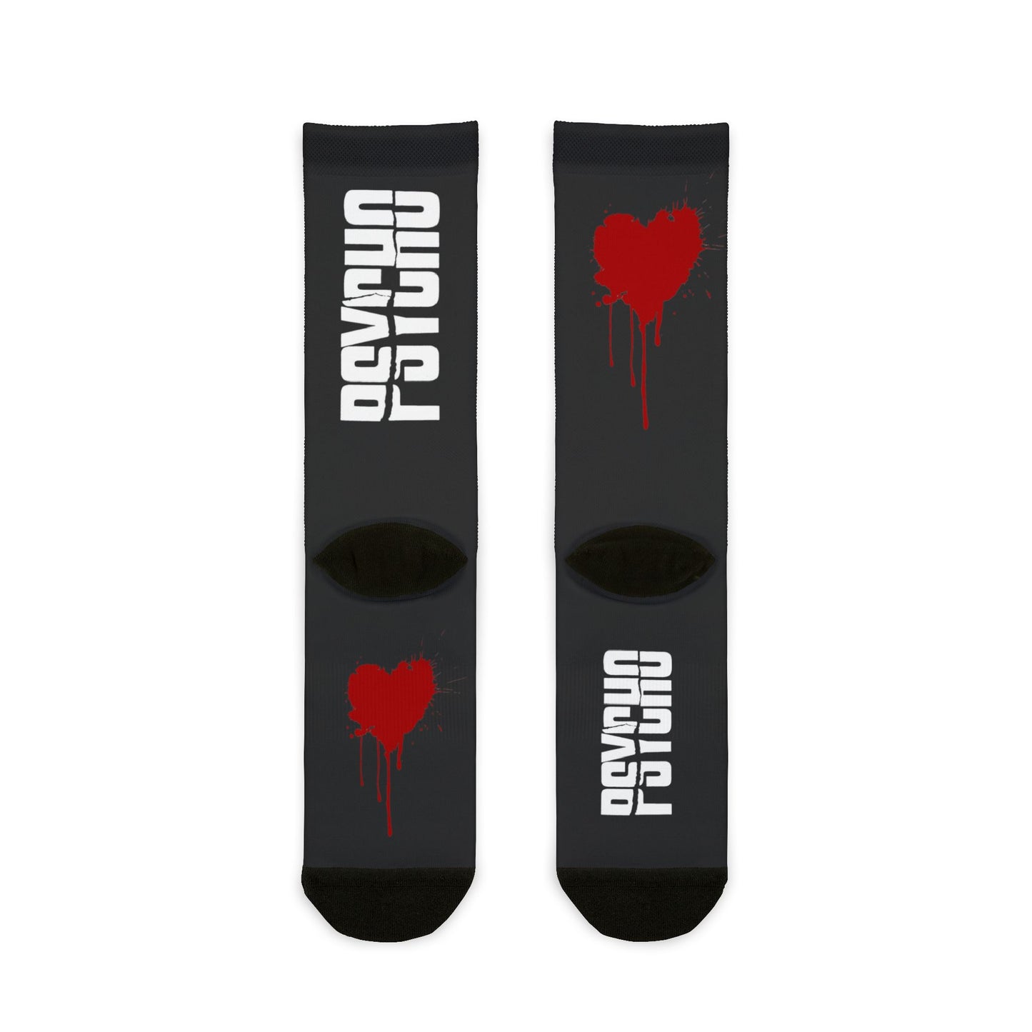 Psycho Heart Crew Socks - Edgy Fashion for Statement Wear, Unique Gift for Halloween, Alternative Style, Streetwear Accessory
