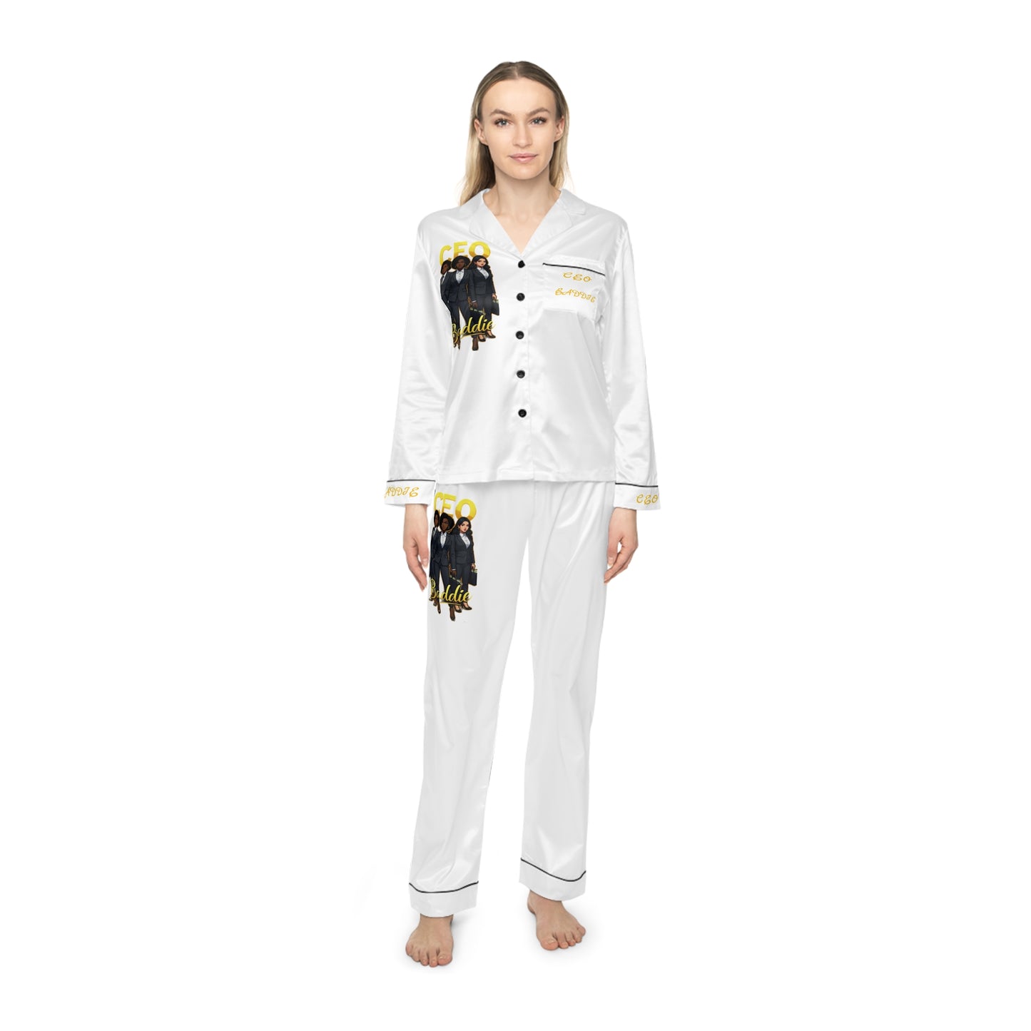 Chic Women's Satin Pajamas Set with 'Soft Life' Design, Luxurious Sleepwear for Relaxation, Perfect Gift for Her, Stylish Loungewear, [...]