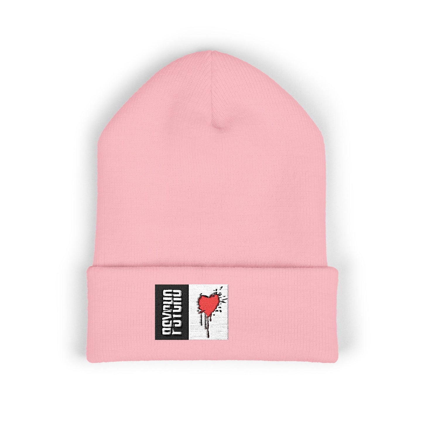 Embroidered Cuffed Beanie with Heart Design - Cozy Winter Accessory, Perfect Gift for Friends, Unisex Hat, Streetwear Fashion