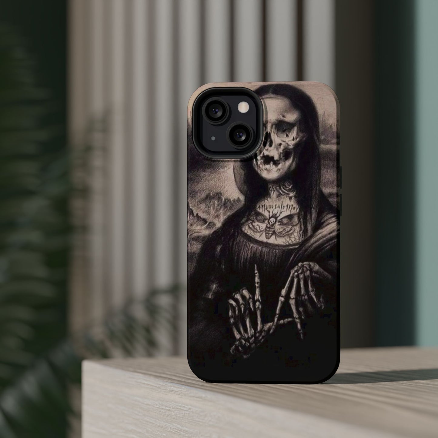 Gothic Art Phone Case, Skeleton Design, Impact-Resistant Cover, Unique Gift, Halloween Accessory, Edgy Tech Gear