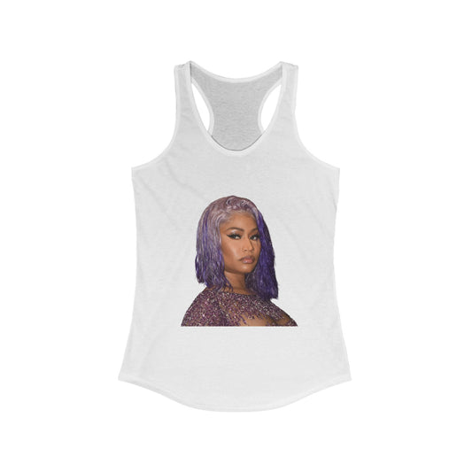 Female rap star. Stylish Women's Racerback Tank Top with Trendy Design, Summer Apparel, Festival Wear, Casual Summer Outfit, Gift Idea