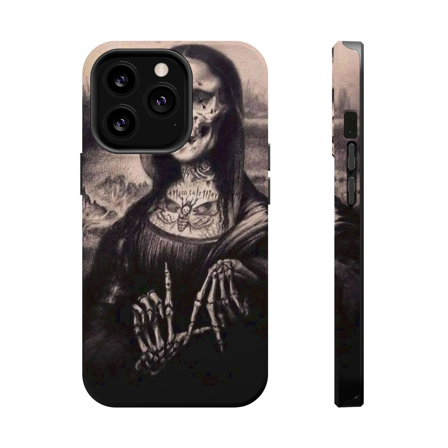 Gothic Art Phone Case, Skeleton Design, Impact-Resistant Cover, Unique Gift, Halloween Accessory, Edgy Tech Gear