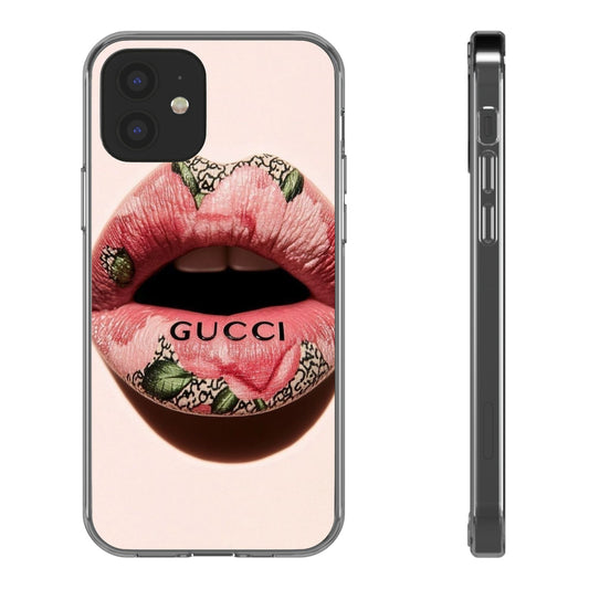 Stylish Clear Phone Case with Floral Lip Design, Trendy Accessory, Fashion Gift, Phone Protection, Vibrant Design